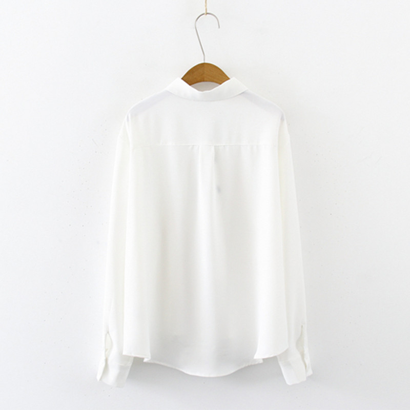 Moterų animacinis filmas Triušis Panda Katė Meškiukas Siuvinėjimas Medvilniniai balti marškiniai Nuleidžiami apykaklės mygtukais aukštyn Miela mergaičių palaidinė Moteriška Blusa T9