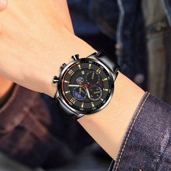 Ανδρικό αθλητικό ρολόι Πολυτελές ρολόι χειρός από χαλαζία από ανοξείδωτο χάλυβα Man Business Casual δερμάτινο βραχιόλι Ανδρικά φωτεινά ρολόγια ρολογιού