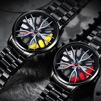 Fashion Car Wheel Rim Hub ρολόι για άντρες Sport ρολόι χειρός χαλαζία Πολυτελή ρολόγια από ανοξείδωτο ατσάλι και δερμάτινη ζώνη Dropshipping