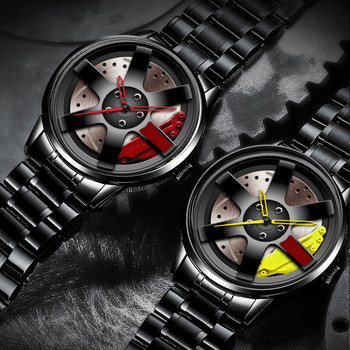 Fashion Car Wheel Rim Hub ρολόι για άντρες Sport ρολόι χειρός χαλαζία Πολυτελή ρολόγια από ανοξείδωτο ατσάλι και δερμάτινη ζώνη Dropshipping