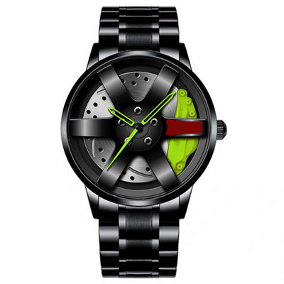 Modni automobilski sat s glavčinom kotača za muškarce Sportski kvarcni ručni sat Luksuzni satovi s remenom od nehrđajućeg čelika i kože Dropshipping
