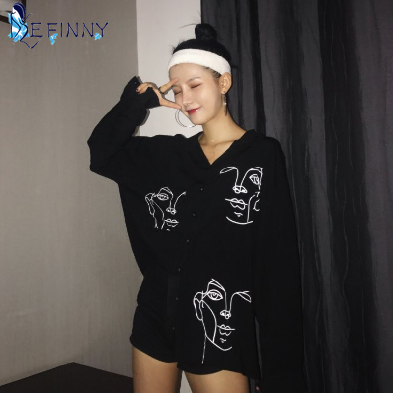 2021 m. Nauji vasariniai palaidiniai marškinėliai, moteriški medvilniniai veido marginimai pilnomis rankovėmis ilgomis rankovėmis, moteriški viršutiniai moteriški drabužiai