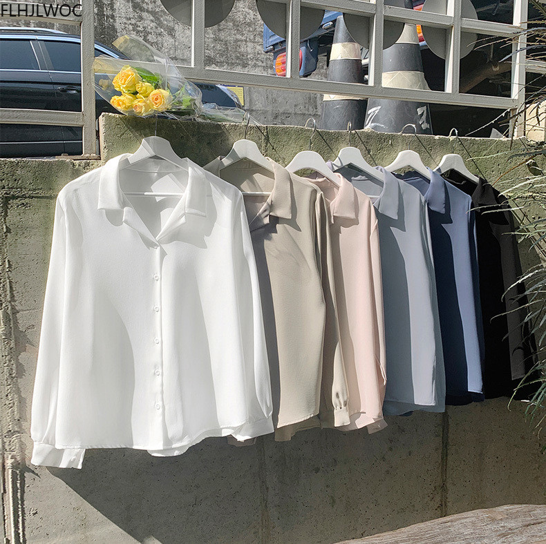 Balti marškiniai ilgomis rankovėmis su viena krūtine Elegantiška biuro moteriška palaidinė su V kakleliu Moteriška Prašmatni Korėjos viršūnė 7301