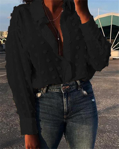 Topuri și bluze pentru damă, elegante, cu mânecă lungă, cămașă cu buline largi, bluză din șifon, pentru femei, bluză feminină