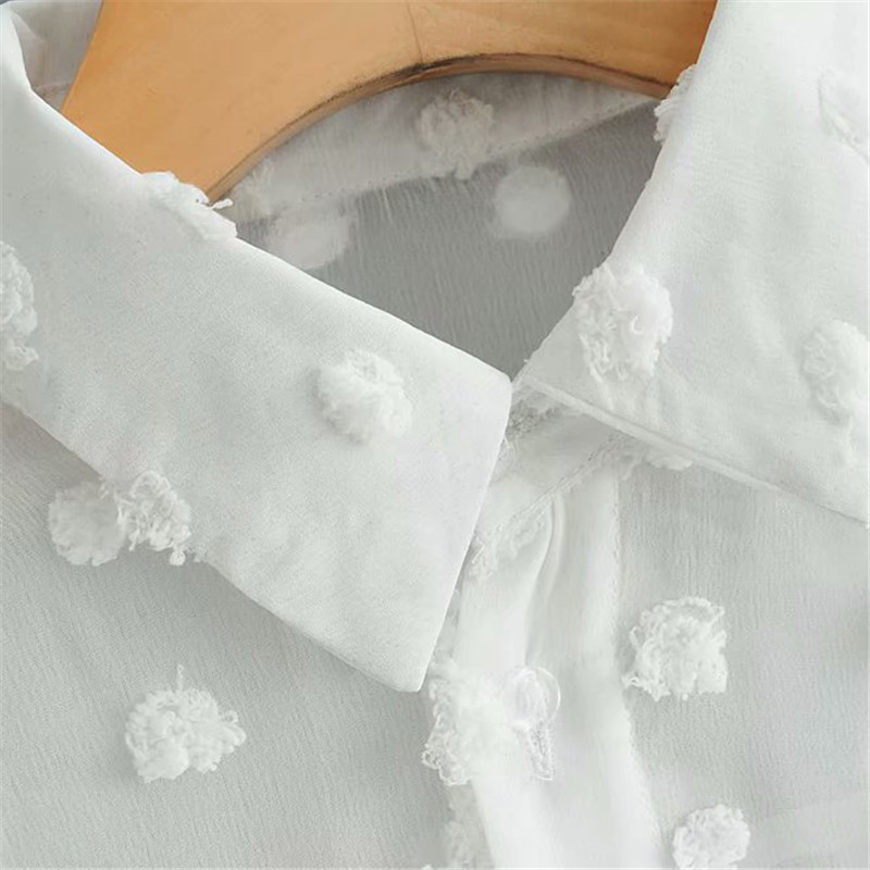 Topuri și bluze pentru damă, elegante, cu mânecă lungă, cămașă cu buline largi, bluză din șifon, pentru femei, bluză feminină