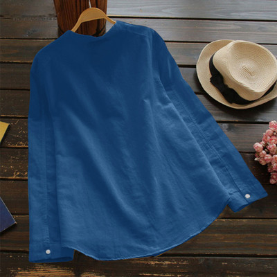 Slatka mačka Lanena košulja Ženske jesenske majice dugih rukava Ženska bluza s kragnom široke ležerne ženske bluze