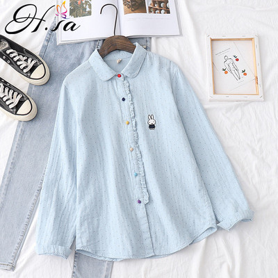 HSA Vintage Embroidery Lillelised pluusid Naiste Särgid 2021 Kevadine Lõngapluus Valge Jänese Armsad Pikkade Varrukatega Särgid Armsad