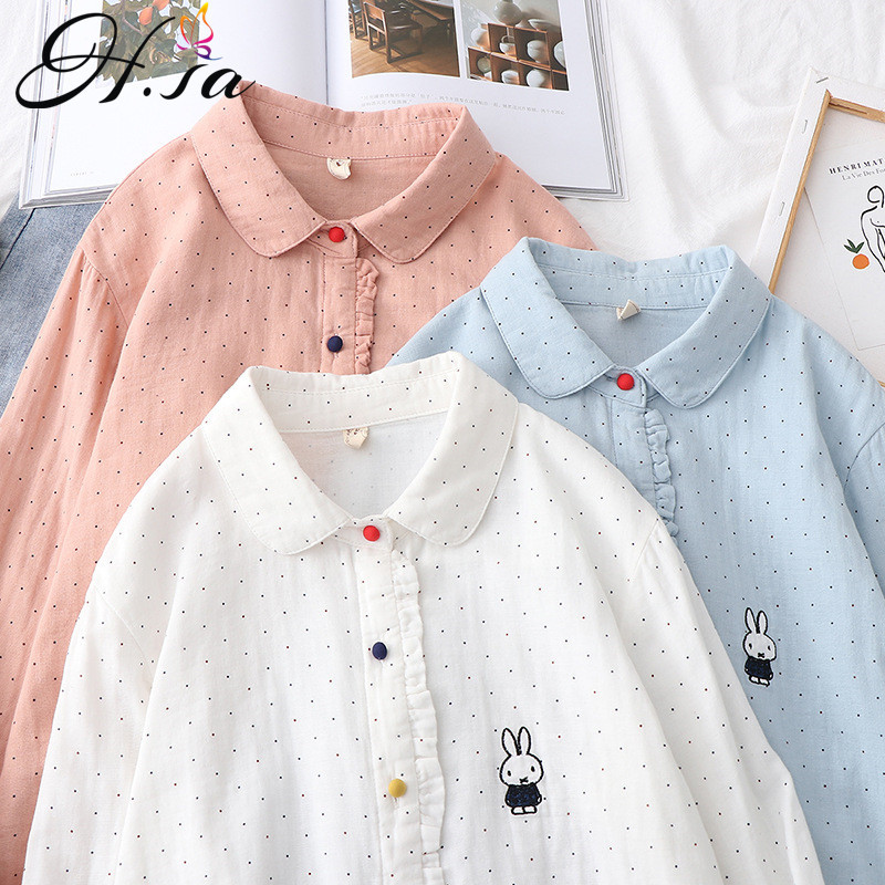 HSA Vintage Embroidery Lillelised pluusid Naiste Särgid 2021 Kevadine Lõngapluus Valge Jänese Armsad Pikkade Varrukatega Särgid Armsad