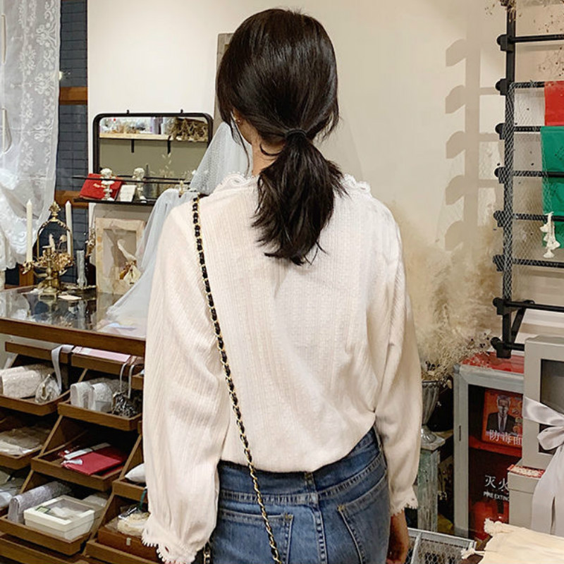 Bluze Femei Haine cu decolteu în V Cămașă cu nasturi Se potrivește estetic șic Popular stil coreean Farmecul Classy Feminino Slim Ins Casual