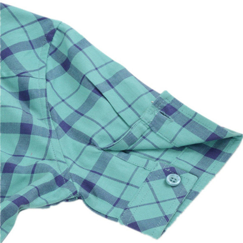 Marka Ženska karirana bluza Pamuk kratkih rukava Velike ženske tanke košulje Ležerna blusa feminina Ljetna odjeća za djevojčice XXXL HS1288