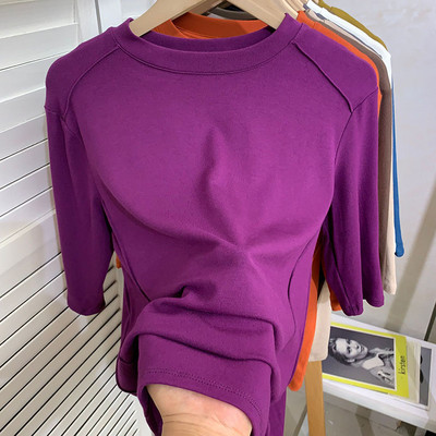 Ежедневна дамска блуза с 3/4 ръкави и овално деколте