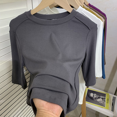 Ежедневна дамска блуза с 3/4 ръкави и овално деколте