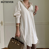 BGTEEVER 2020. Proljeće Duge prugaste ženske bluze Košulja Ženske bluze Topovi punih rukava Ležerne pamučne prevelike bluze Ženske