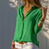 Šifoonist pluus Suuremõõdulised pikkade varrukatega naiste pluusid, topid, kraega, täiskontorisärk, vabaaja top Blusas, suur suurus 8XL 7XL