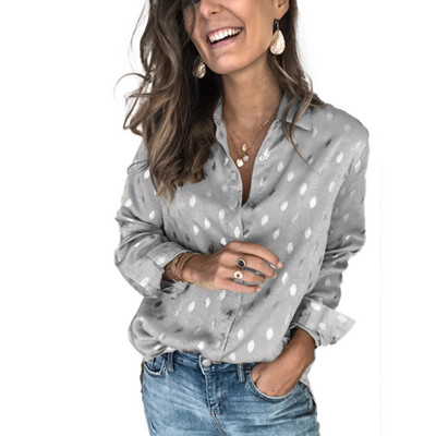 Modne ženske majice i bluze Elegantna košulja dugih rukava na točkice OL Ženska uredska ženska odjeća vintage košulja femme Streetwear