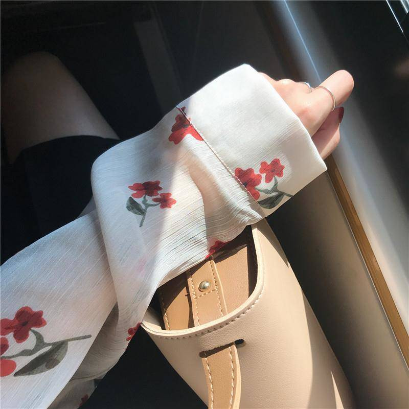 Bluze femei Ulzzang vară primăvară New College Fresh Floral rezistente la soare cu mânecă lungă Bluse pentru femei Cămăși vintage pentru femei