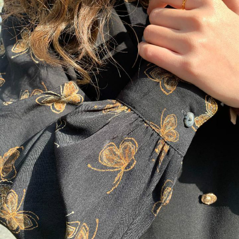 Moteriški marškiniai Laisvo rašto ilgomis rankovėmis Vintažinis Kūrybiškumas Populiarus korėjietiško stiliaus gatvės apranga Stilingos prašmatnios moteriškos palaidinės.