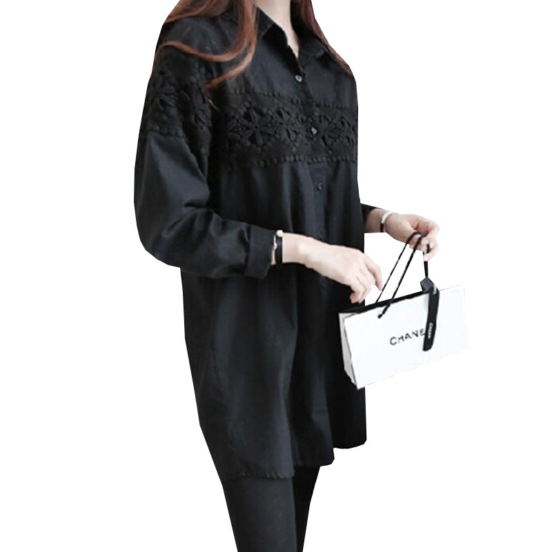 2017 m. Nauja rudens balta nėrinių palaidinė, plius dydis 4XL, moteriškos viršutinės palaidinės Laisvos palaidinės ilgomis rankovėmis senoviniai moteriški marškiniai Blusas AB318