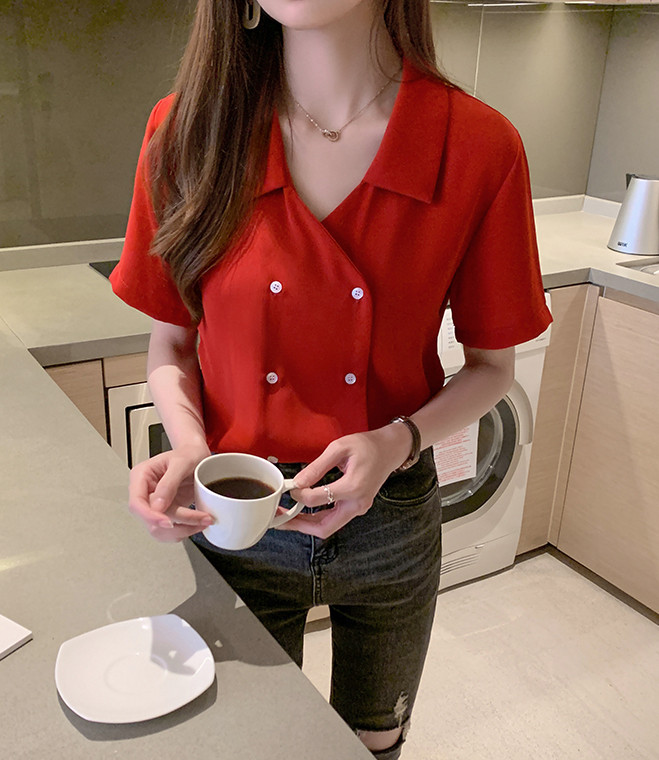 Ljeto 2020. Nova ženska šifonska bluza u korejskom stilu s urezima, dvostruka košulja kratkih rukava, široke majice T04707K