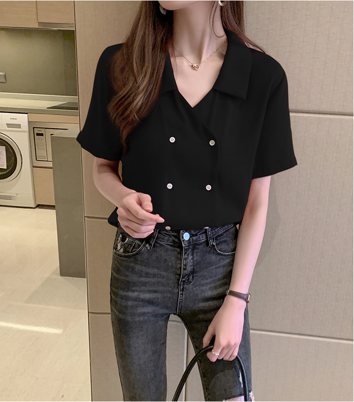 Ljeto 2020. Nova ženska šifonska bluza u korejskom stilu s urezima, dvostruka košulja kratkih rukava, široke majice T04707K