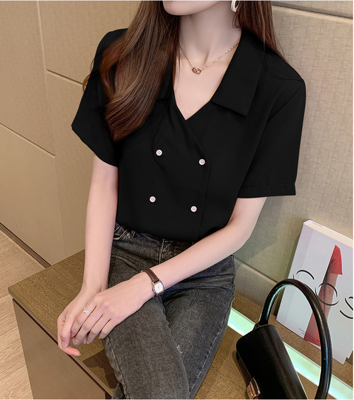 Ljeto 2020. Nova ženska šifonska bluza u korejskom stilu s urezima, dvostruka košulja kratkih rukava, široke majice T04707K