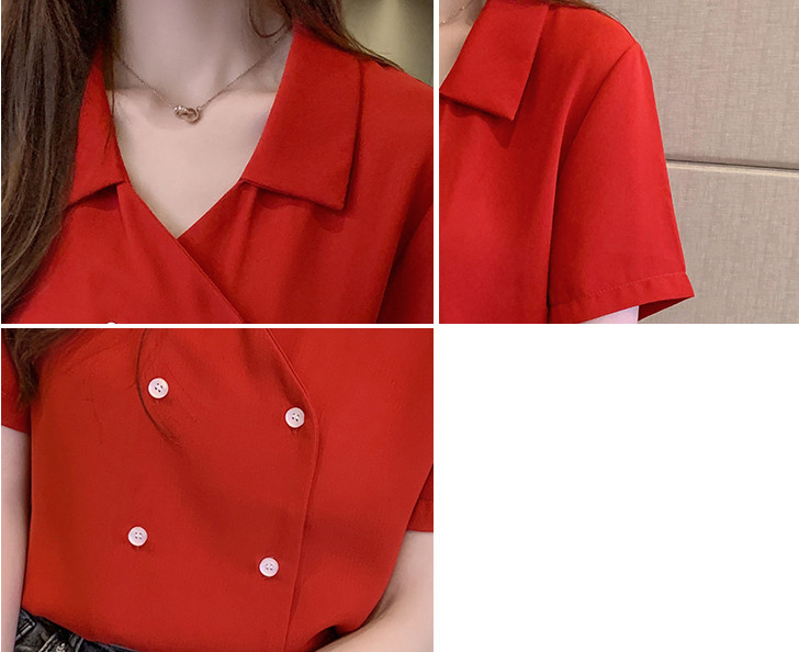 Ljeto 2020. Nova ženska šifonska bluza u korejskom stilu s urezima, dvostruka košulja kratkih rukava, široke majice T04707K