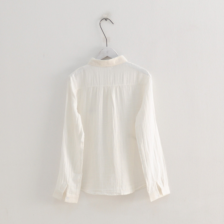 2019 Bluză de cămașă din fire de bumbac cu mânecă lungă, broderie de pește de înot dulce, JG41-1F3