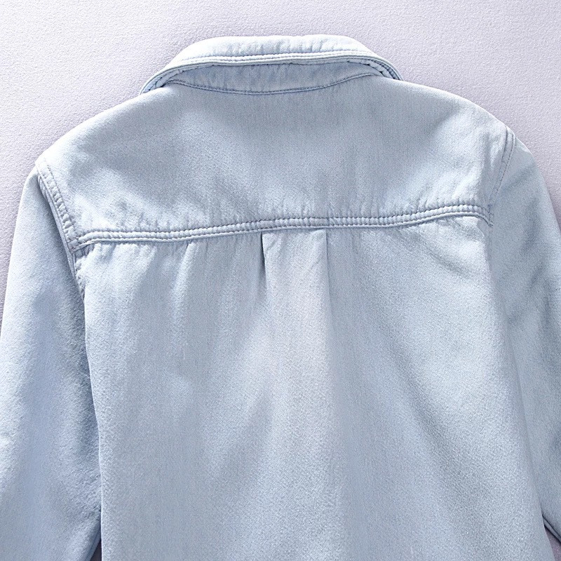 Džinsiniai marškiniai Moteriški 2020 m. pavasario senoviniai moteriški medvilniniai džinsai palaidinės Chemise moteriškos tunikos Didelio dydžio moteriški džinsiniai marškiniai N42902