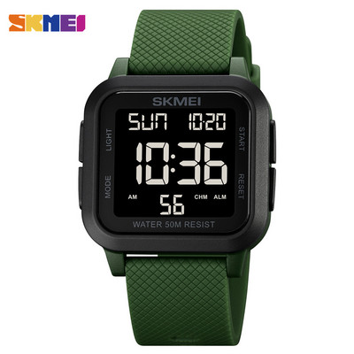 SKMEI Fashion 5Bar Cronometru Impermeabil Ceasuri de mână Digitale pentru bărbați Ceas de sport cu numărătoare inversă multifuncționale Ceas sport pentru bărbați