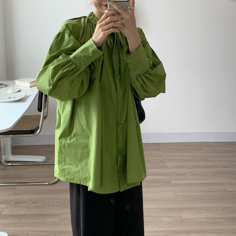 Ilgomis rankovėmis medvilninė mergaičių palaidinė Prašmatni barokinė suvarstoma žibintuvėlėmis rankovėmis itin laisvi marškiniai moteriška laisvalaikio balta viršutinė moteriška palaidinė 12299