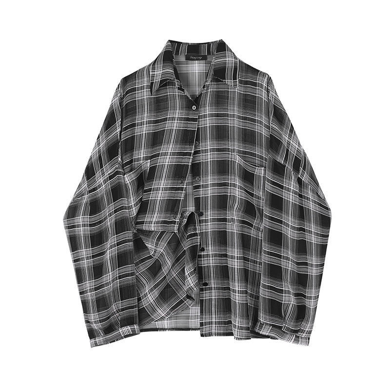 Blúzok Női Kockás Elegáns Vékony Napi felsőruházat Laza vakáció Elegáns Egyszerű ingek Női koreai stílusú Nyári Ins Napálló Divatos