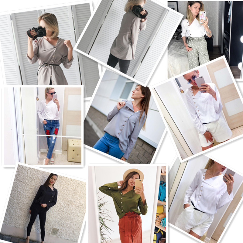 Ljetna bluza, ležerna košulja s kosim ovratnikom, nepravilno kopčanje s 3/4 rukavima, ženske OL, uske bluze, ulične jednobojne majice 6Q1940