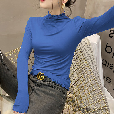 Ежедневна вталена блуза с дълъг ръкав и поло яка за жени