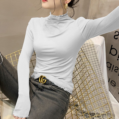 Ежедневна вталена блуза с дълъг ръкав и поло яка за жени