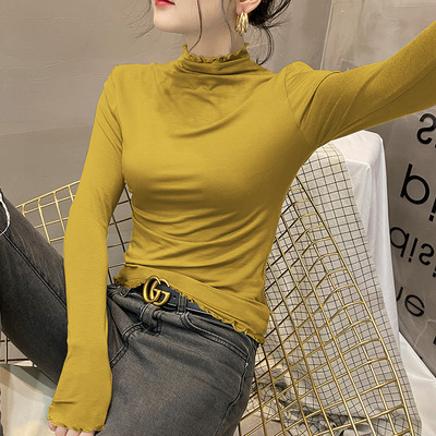 Ежедневна вталена блуза с дълъг ръкав и поло яка за жени