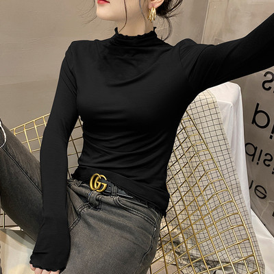 Ежедневна вталена блуза с дълъг ръкав и поло яка за жени