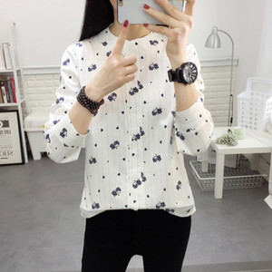 Proljeće Ljeto Košulja Cvjetni print dugih rukava Ženske bluze Ženske ležerne košulje Studentice Svježe šik Tunike Topovi Blusas femininas