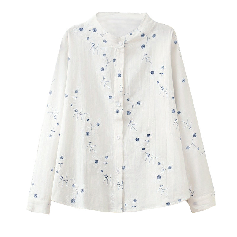 Proljeće Ljeto Košulja Cvjetni print dugih rukava Ženske bluze Ženske ležerne košulje Studentice Svježe šik Tunike Topovi Blusas femininas