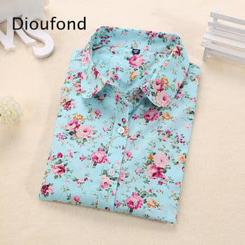 Dioufond Γυναικείες βαμβακερές μπλούζες Summer Cute Lemon Bird Print Μακρυμάνικο πουκάμισο μπλούζα Γυναικείο μπλουζάκι Plus Size 2018 Νέο