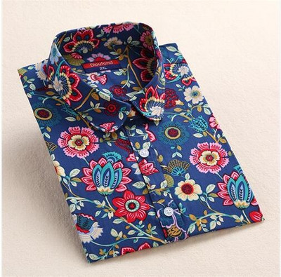 Dioufond naiste puuvillased pluusid suvised armsad sidrunilindude trükiga pikkade varrukatega pluusisärk, naiste topsid 2018. aasta uus