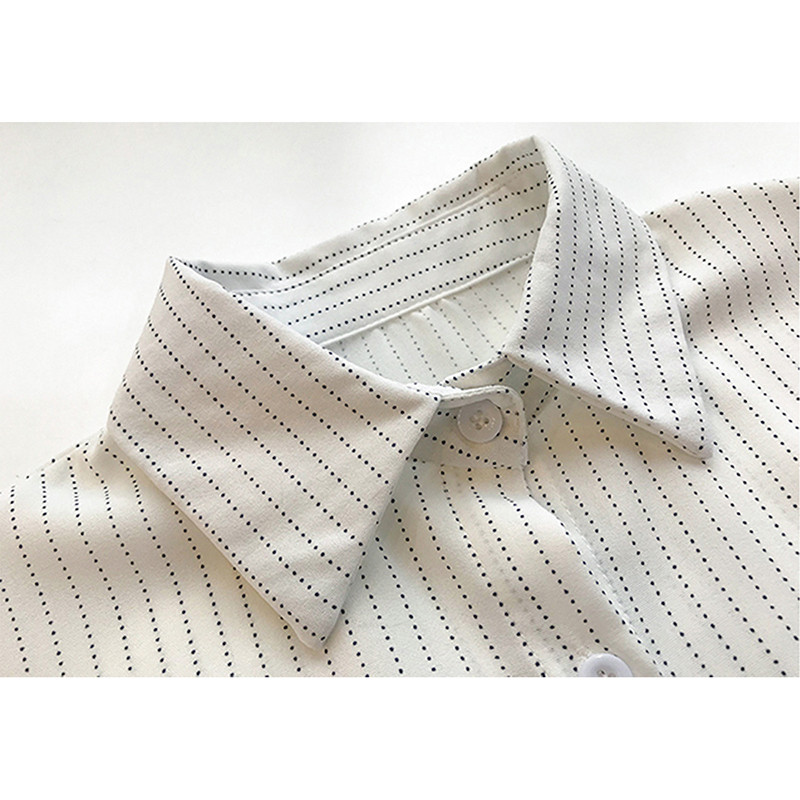 Cămașă cu tunică Bluză cu jumătate de mânecă pentru femei Topuri cu rever Bluze casual cu dungi 2020 Toamna pentru femei Bluze #56