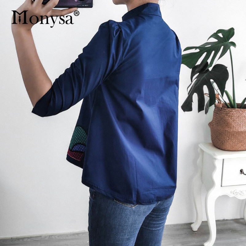 Abstraktūs siuvinėti marškiniai, moteriški, 2020 m. vasara, nauja mada su puse rankovių balta palaidinė, moteriški laisvalaikio viršūnės