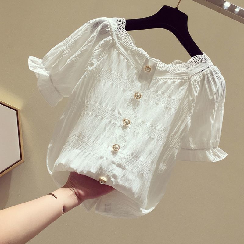 Prašmatni šifoninė palaidinė, moteriška, 2020 m., vasariniai purpuriniai viršutiniai senoviniai pūstomis rankovėmis prancūziško stiliaus priežastiniai balti marškiniai, moteriški blusai