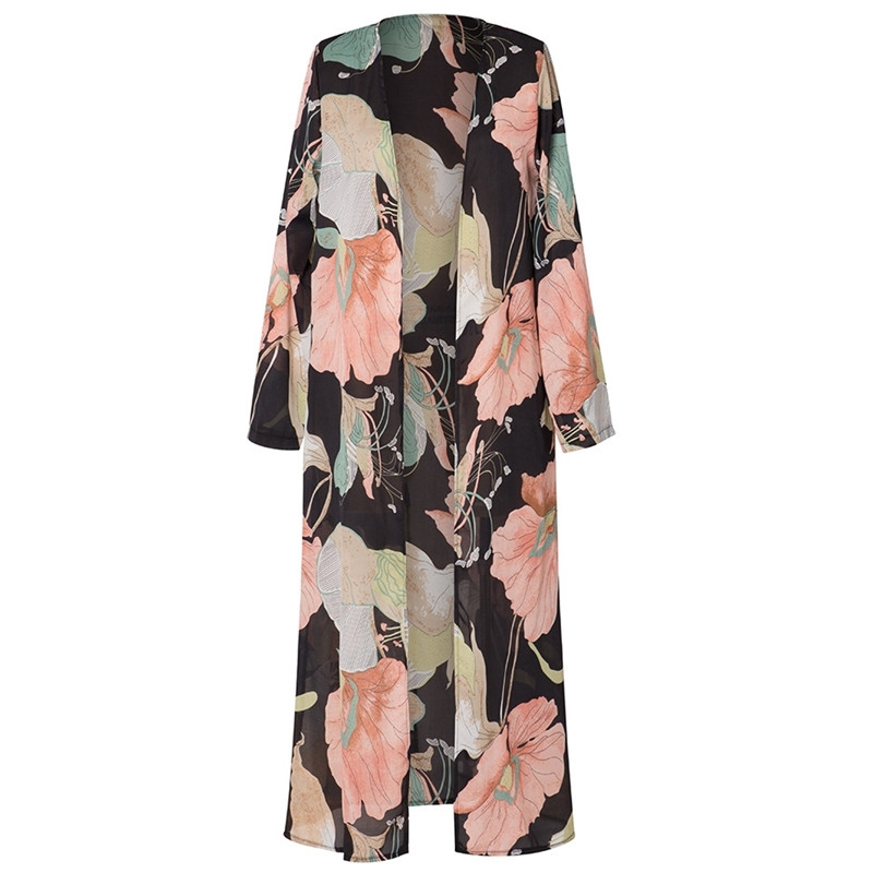 Cardigan kimono Topuri și bluze pentru femei, îmbrăcăminte de stradă în stil japonez, topuri pentru femei, vara 2019, cămașă lungă pentru femei, negru AA001