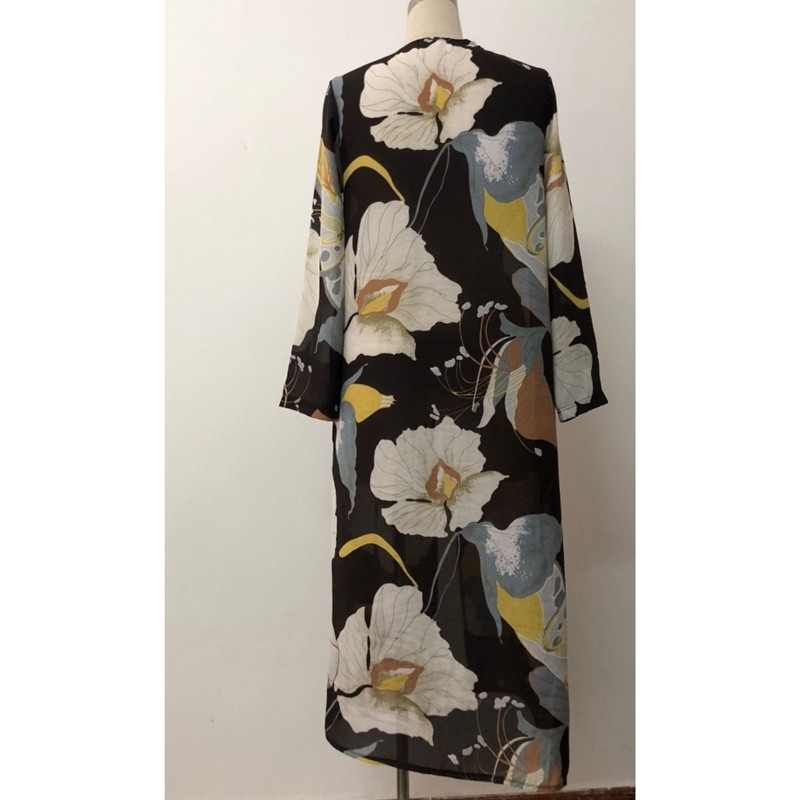 Cardigan kimono Topuri și bluze pentru femei, îmbrăcăminte de stradă în stil japonez, topuri pentru femei, vara 2019, cămașă lungă pentru femei, negru AA001