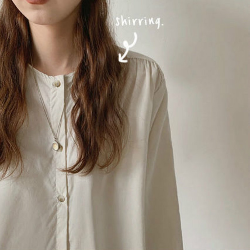 Cămăși femei simple retro ocazional la modă solide largi la un singur piept largi Ulzzang stil coreean delicat bluze elegante pentru dama nou