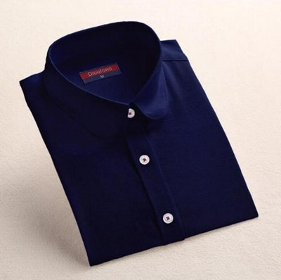 Moteriška medvilnė Elegantiška medvilninė palaidinė ilgomis rankovėmis Kasdieniai solidūs marškiniai Balta moteriška palaidinė Palaidinė Didesnio dydžio mokyklinė palaidinė Dioufond