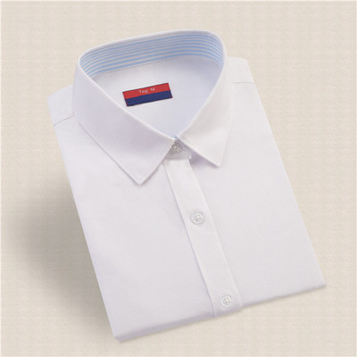 Moteriška medvilnė Elegantiška medvilninė palaidinė ilgomis rankovėmis Kasdieniai solidūs marškiniai Balta moteriška palaidinė Palaidinė Didesnio dydžio mokyklinė palaidinė Dioufond