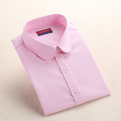 Moteriška medvilnė Elegantiška medvilninė palaidinė ilgomis rankovėmis Kasdieniai solidūs marškiniai Balta moteriška palaidinė Palaidinė Didesnio dydžio mokyklinė palaidinė Dioufond