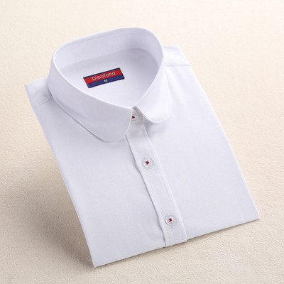 Moteriška medvilnė Elegantiška medvilninė palaidinė ilgomis rankovėmis Kasdieniai solidūs marškiniai Balta moteriška palaidinė Palaidinė Didesnio dydžio mokyklinė palaidinė Dioufond